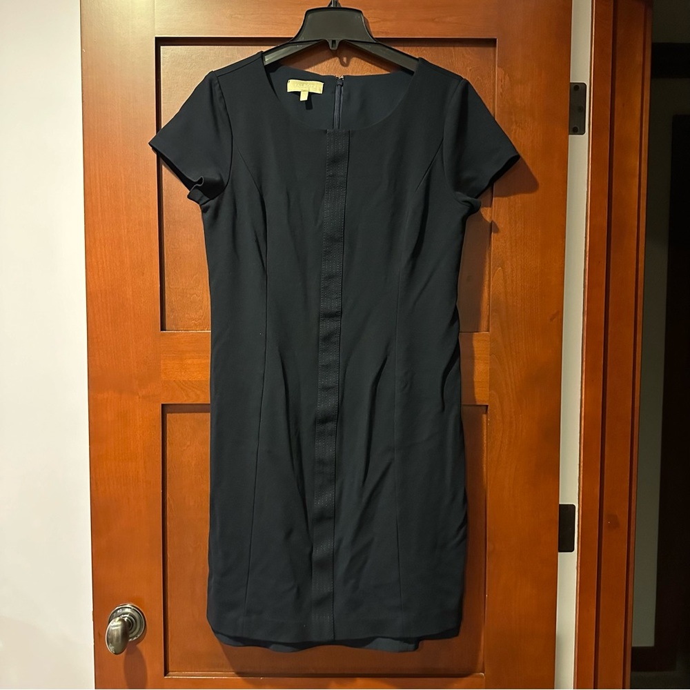 Talbots Navy Ponte Sheath Short Sleeve Pencil Dress